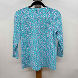 Anthony's Resort Wear Women's Size S Aqua Palm Trees Long Sleeve Shirt
