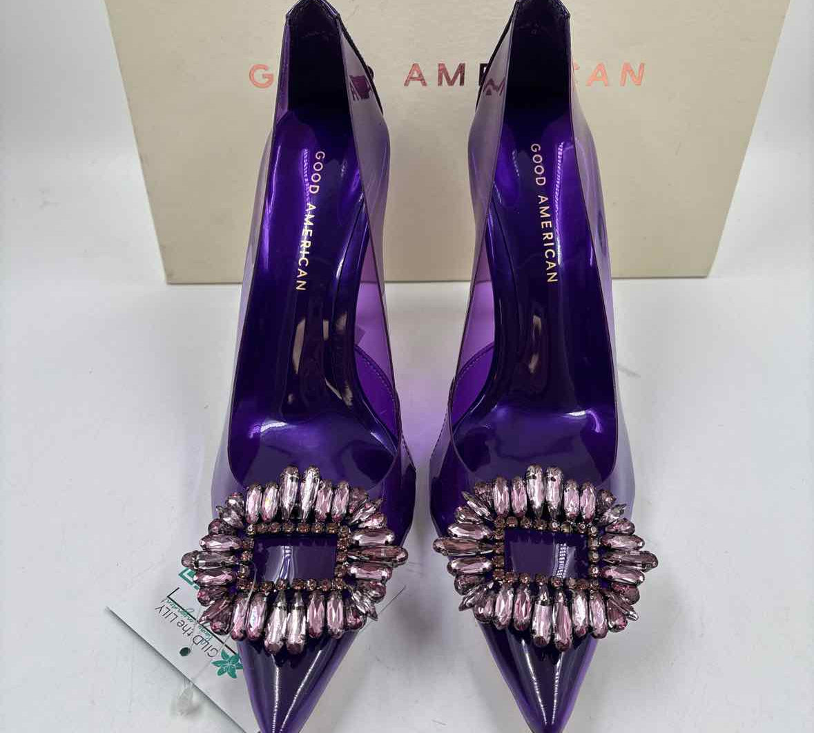 Good American Women's Shoe Size 8 Purple Beaded Heels