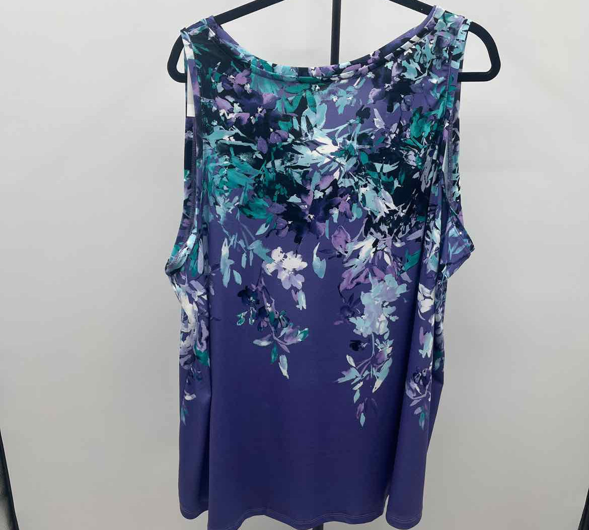 Lane Bryant Women's Size 3X Purple Floral Sleeveless Shirt