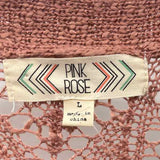 Pink Rose Women's Size L Pink Crochet Cardigan