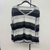 Calvin Klein Women's Size 1X Gray Stripe Long Sleeve Shirt