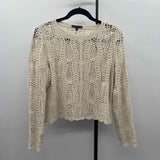 Adrianna Papell Women's Size M Beige Crochet Sweater