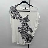 White House Black Market Women's Size XS White Floral Short Sleeve Shirt
