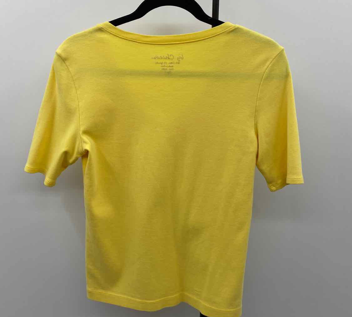 Chico's Women's Size S Yellow Solid Short Sleeve Shirt