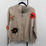 Sioni Women's Size L Tan Floral Cardigan