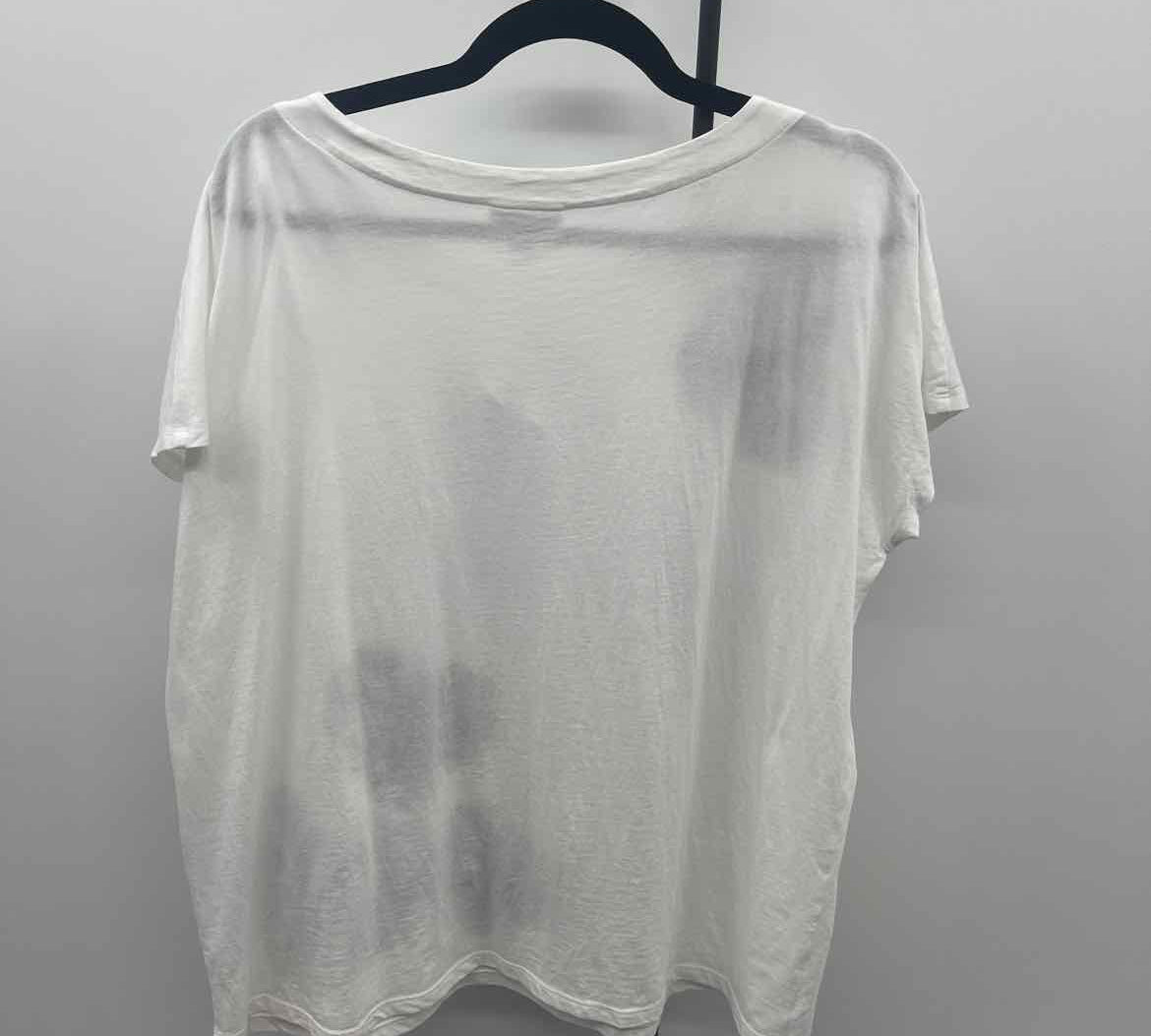 JJill Women's Size L White Floral Short Sleeve Shirt