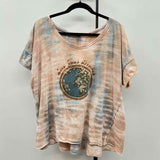 Anthropologie Women's Size XL Peach Tie Dye Short Sleeve Shirt