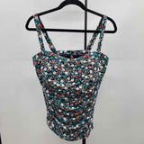 Lands End Women's Size L Black Floral Swimsuit - Separate