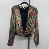 Anthropologie Junior's Size 10 Black Floral Long Sleeve Shirt