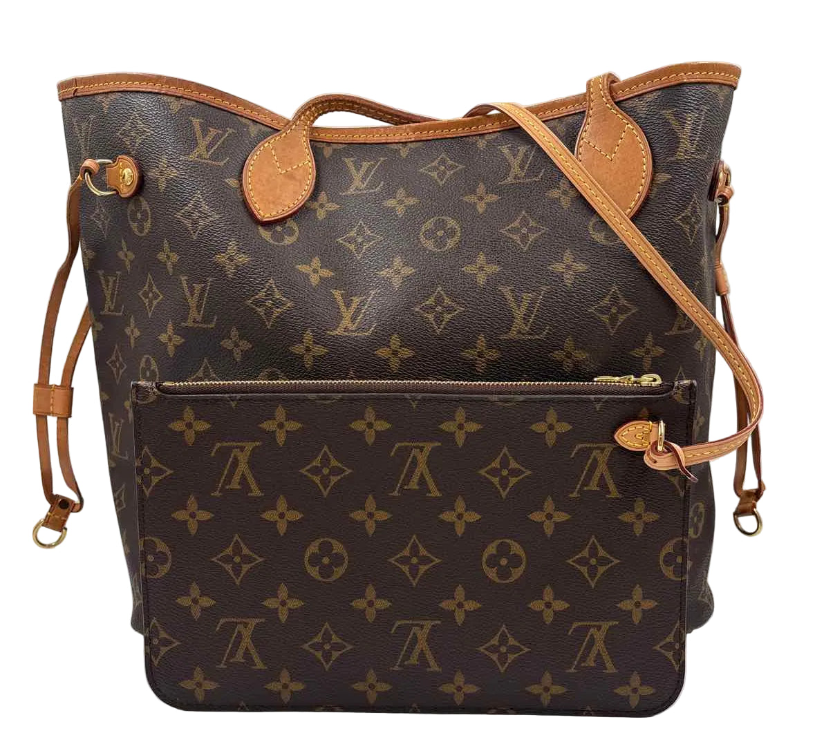 Authenticated LOUIS VUITTON 2012 NEVERFULL MM Monogram Tote Bag Purse w/Zippered Pouch