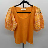 Loft Women's Size M Orange Ribbed Short Sleeve Shirt