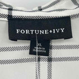Fortune & Ivy Women's Size XL White Plaid Long Sleeve Shirt