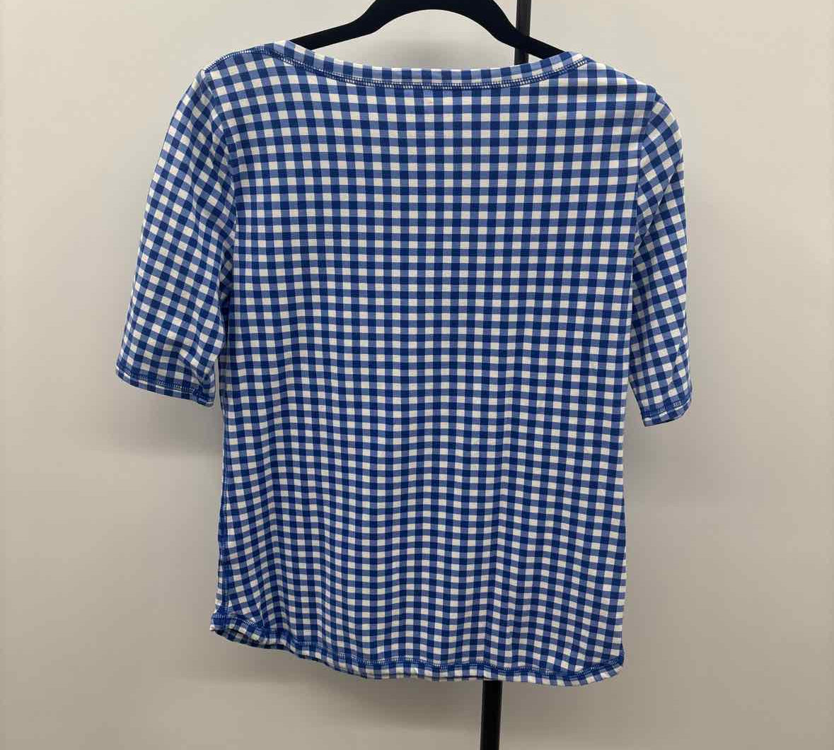 Talbots Women's Size S Blue Checkered Short Sleeve Shirt