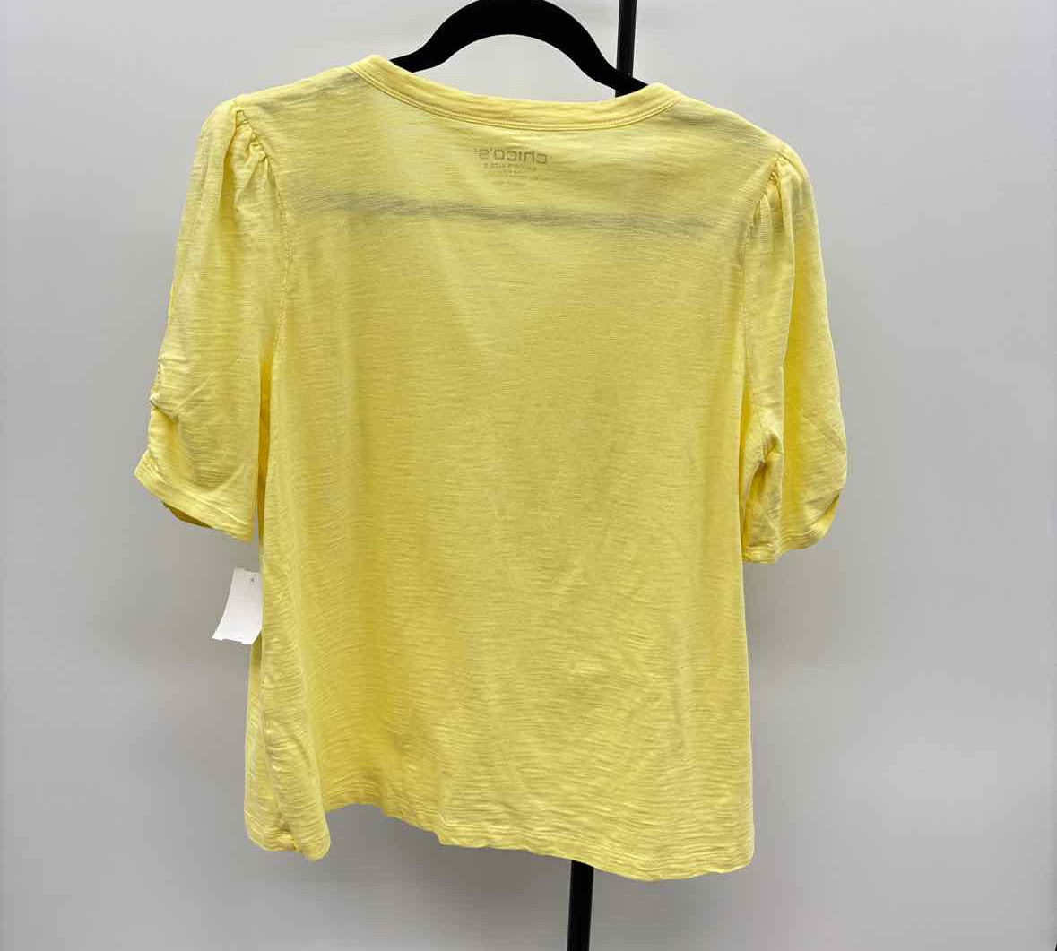 Chico's Women's Size L Yellow Heathered Short Sleeve Shirt