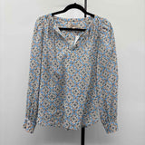 Loft Women's Size M Blue medallion Long Sleeve Shirt