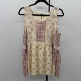 POL Women's Size L Ivory Floral Sleeveless Shirt