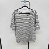 Green Envelope Women's Size 2X Navy Stripe Long Sleeve Shirt
