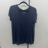 Soft Surroundings Women's Size M Navy Solid Short Sleeve Shirt