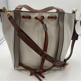 LODIS White Pebble Leather TANYA Tote Bag Purse w/Optional Crossbody Strap