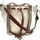 LODIS White Chestnut & Ash Pebble Leather TANYA Tote Bag Purse w/Optional Crossbody Strap