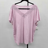 Talbots Women's Size 2X Purple Lace Short Sleeve Shirt