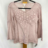 Tribal Jeans Women's Size XS Dusty Rose Embroidered Long Sleeve Shirt