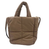 UNBRANDED Tan Quilted Nylon Handled Puffer Tote Bag Purse w/Crossbody Strap
