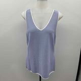 Etcetera Women's Size L Blue Stripe Sleeveless Shirt