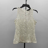 White House Black Market Women's Size S Ivory Textured Sleeveless Shirt