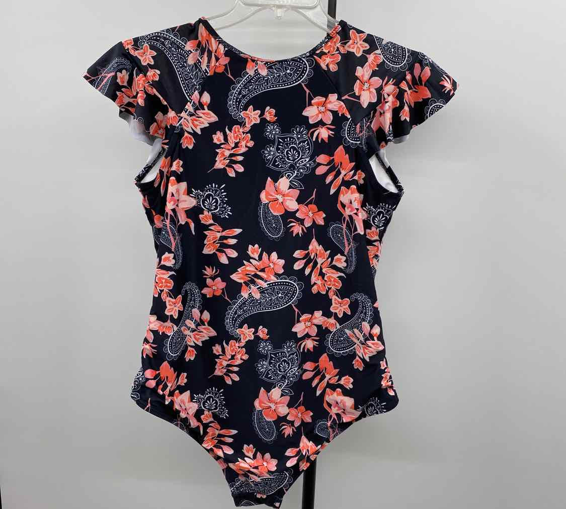 Holipick Women's Size 18W Charcoal Floral Swimsuit - 1 Piece
