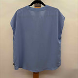 Banana Republic Women's Size L Blue Solid Short Sleeve Shirt