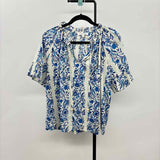 Workshop Women's Size M Blue Floral Short Sleeve Shirt