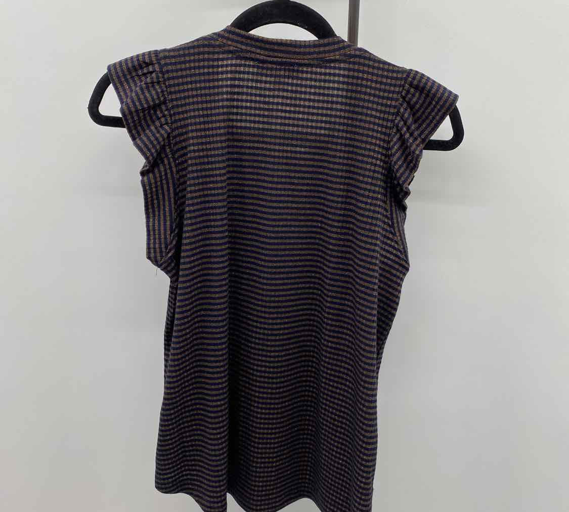 Democracy Women's Size S Navy Stripe Short Sleeve Shirt