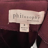 Philosophy Women's Size 8 Wine Solid Skirt