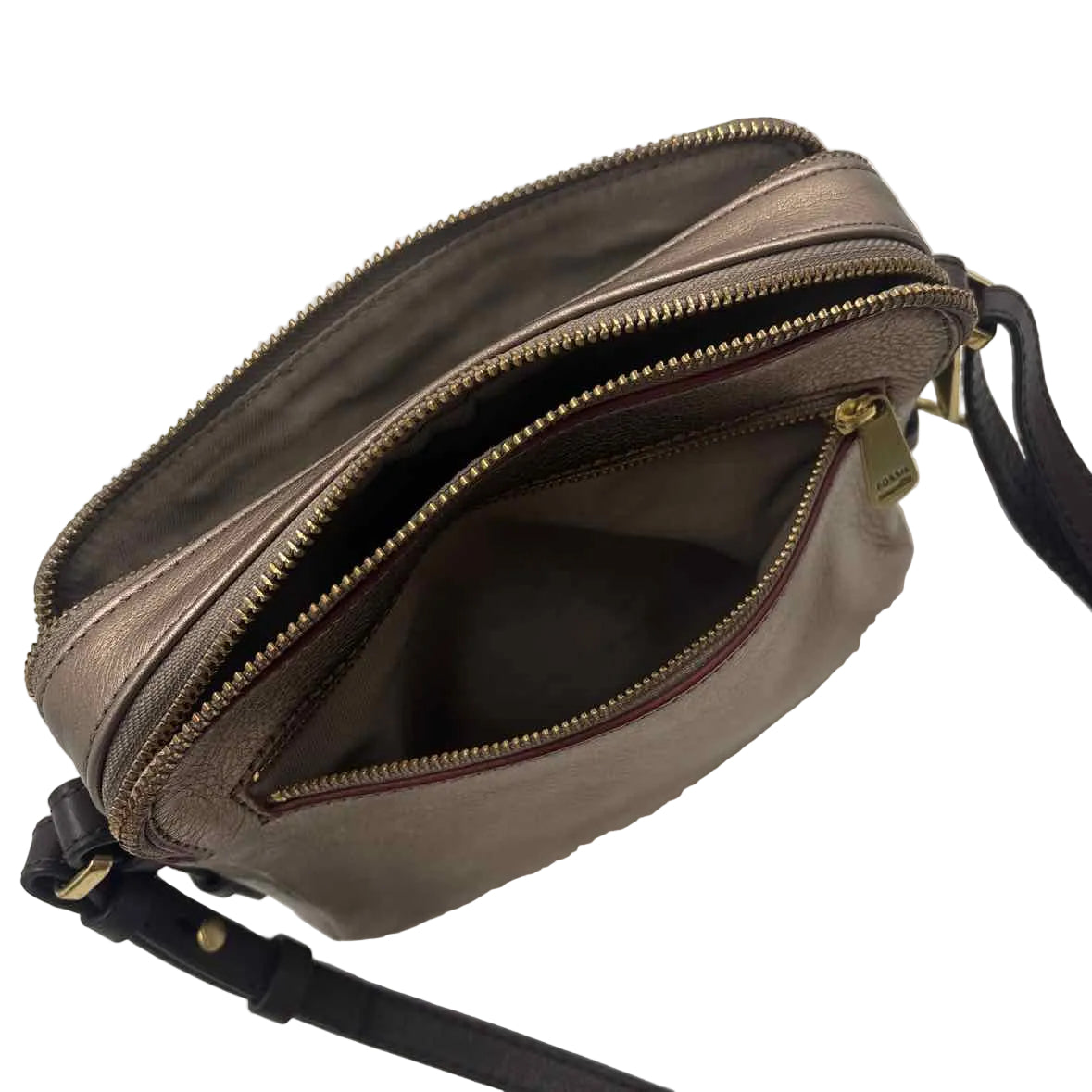 Top FOSSIL Rose Gold PIPER TOASTER Metallic Leather Crossbody Purse