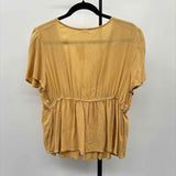 Love On A Hanger Women's Size L Mustard Yellow Textured Short Sleeve Shirt