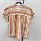 Lou & Grey Women's Size M Beige Stripe Short Sleeve Shirt