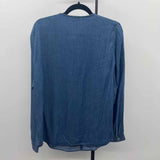 Jones New York Women's Size L Blue Solid Long Sleeve Shirt