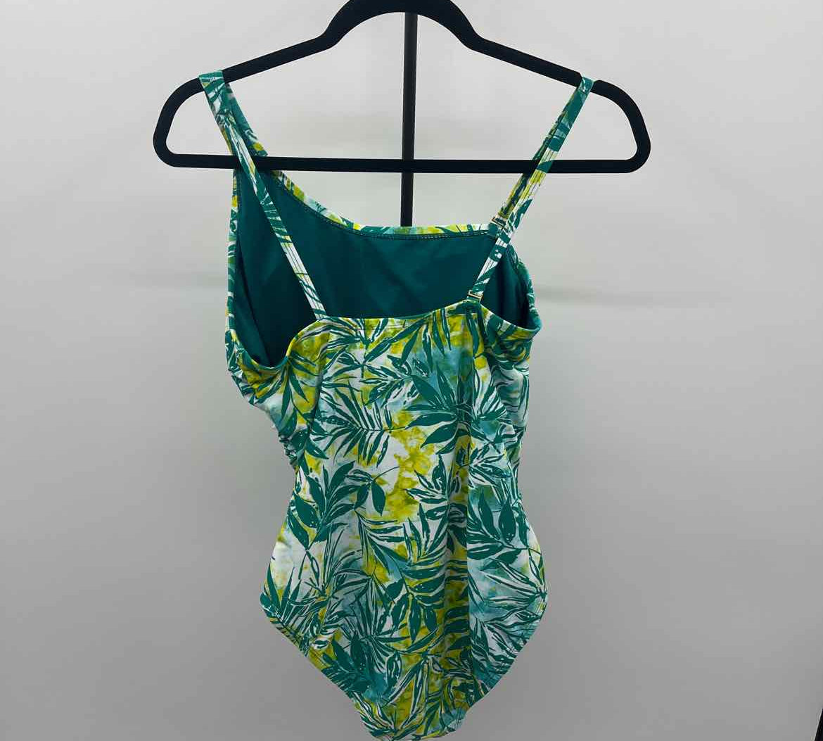 Ellen Tracy Women's Size 12 Green Leaf Swimsuit - 1 Piece