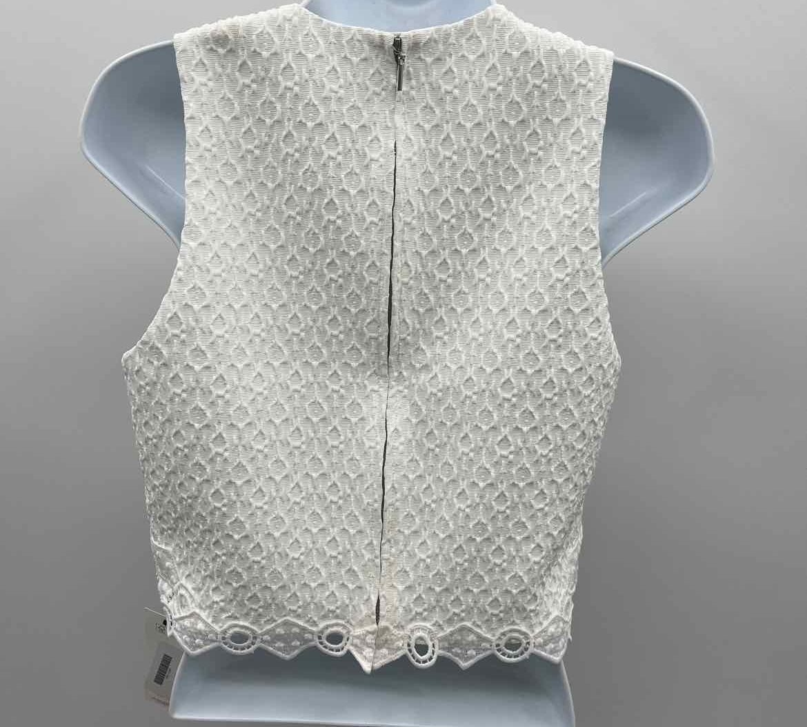 Rebecca Taylor Women's Size 6 White Textured Sleeveless Shirt