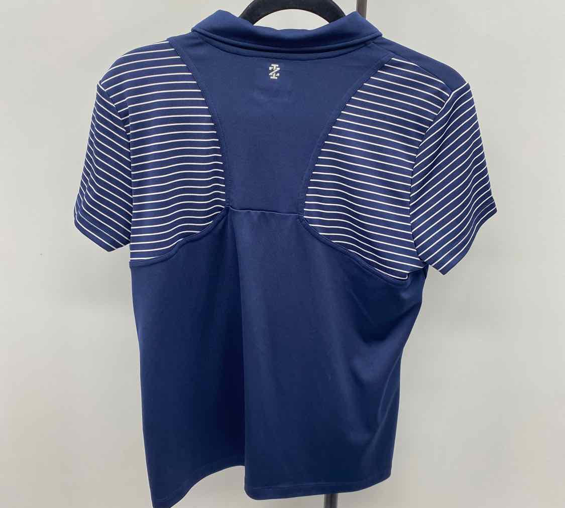 Izod Women's Size L Navy Stripe Short Sleeve Shirt