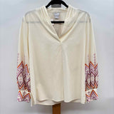 Chico's Women's Size S Ivory Embroidered Long Sleeve Shirt
