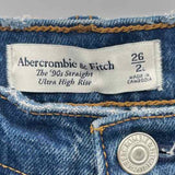 Abercrombie & Fitch Junior's Size 2L Blue Solid Jeans