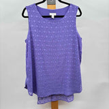 Susan Graver Women's Size L Lilac Textured Sleeveless Shirt