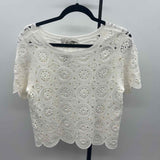 Loft Women's Size XS White Crochet Short Sleeve Shirt