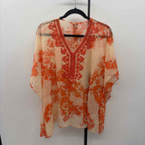 Chico's Women's Size S/M Orange Embroidered Poncho
