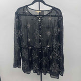 Joan Vass Women's Size L Black Sequins Long Sleeve Shirt