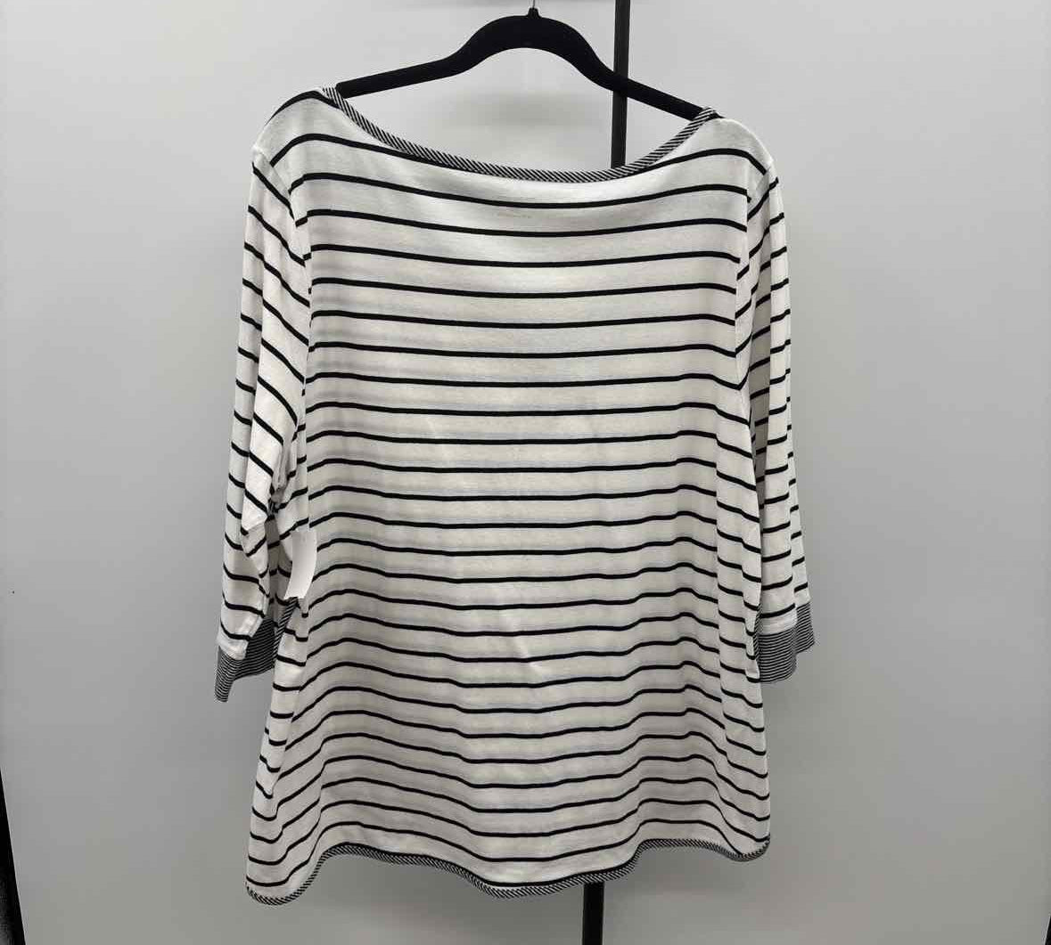 Talbots Women's Size 2X Black Stripe Long Sleeve Shirt