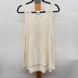 CABI Women's Size L Ivory Open Weave Sleeveless Shirt