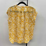 Fun2fun Women's Size L Yellow Floral Short Sleeve Shirt